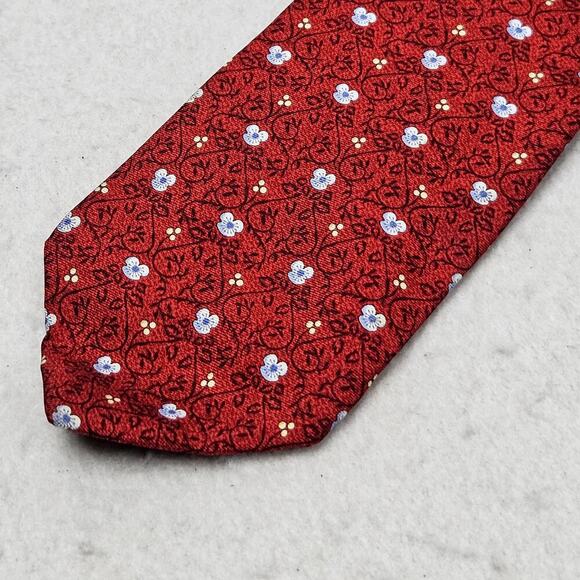 Floral Tie‎ Metropolitan Museum Of Art Red Blue Flowers 100% Silk Made In Italy - Picture 4 of 8